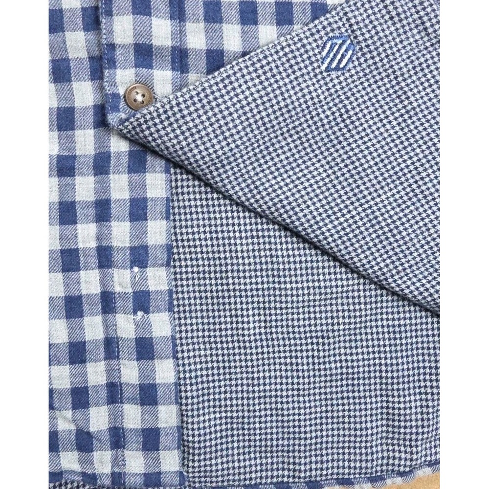 Johnston & Murphy Double-Layer Long-Sleeve Shirt - Gray/Blue Gingham XL Nwt - Picture 6 of 9